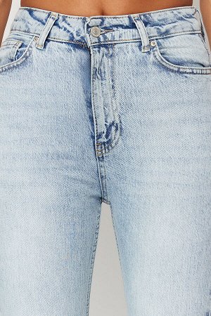 Trendyomilla Голубые джинсы-клеш с высокой талией