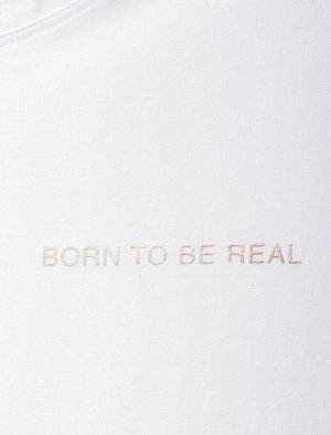 Лонгслив из премиального хлопка с принтом фольгой белый_born_to_be_real