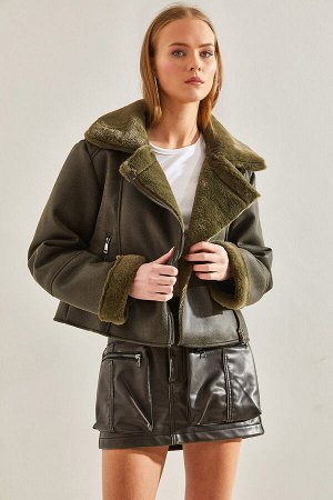 Женское меховое пальто из ламинированной кожи 2243 60101006