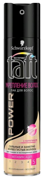 ТАФТ ПАУЭР Лак д/волос укрепление мегафиксация с кератином /225
