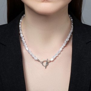 Бусы «Тогл» с жемчугом, шар №6, белые, L=40 см