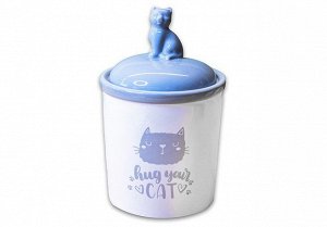 Бокс Mr.Kranch керамический для хранения корма Hug your cat 1650 мл бело-серый СКИДКА 50%
