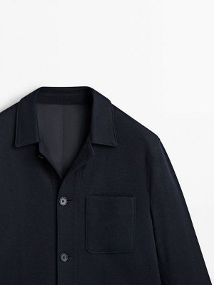 Куртка-рубашка из шерсти и хлопка с карманами