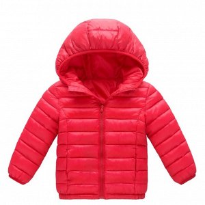 Детская демисезонная утепленная куртка с капюшоном, цвет красный