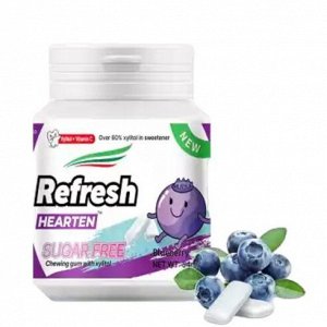 Refresh Hearten Жевательная резинка со вкусом черники Sugar Free Blueberry, 54 г