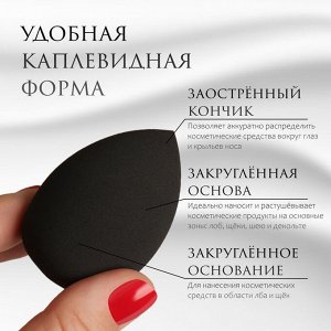Спонжи для макияжа, набор - 2 шт, 6 x 4 см, увеличиваются при намокании, цвет чёрный
