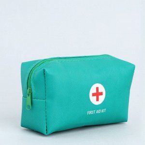 Аптечка дорожная из искусственной кожи "FIRST AID KIT", 16*10*5 см, зеленый цвет