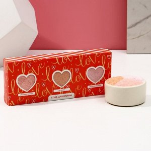 Набор "Love" три соли для ванны, 3х100,аромат ягодный смузи, чизкейк, ароматная роза