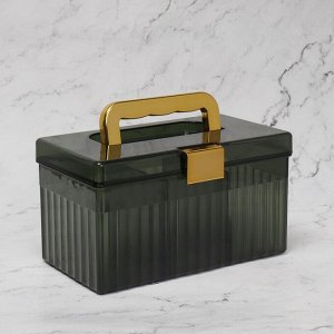 Органайзер для хранения косметических принадлежностей, сундук с крышкой, съёмные перегородки, 21,5 × 12 × 12 см, цвет МИКС