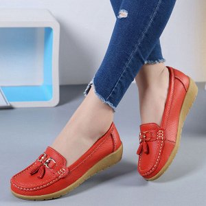 Кожаные женские мокасины