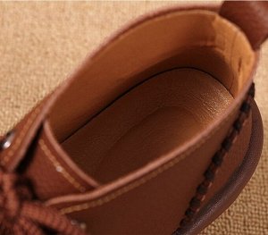 Женские ботинки на плоской подошве, со шнуровкой, цвет коричневый