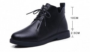 Демисезонные ботинки на шнуровке, с вырезом, женские, цвет чёрный