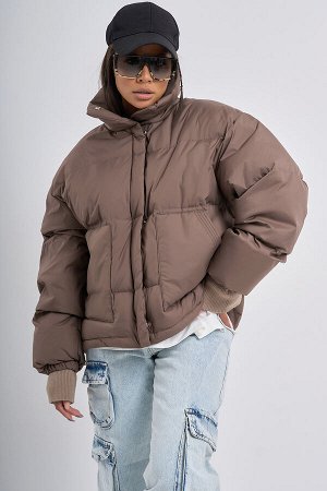 Куртка oversize пуховая коричневая