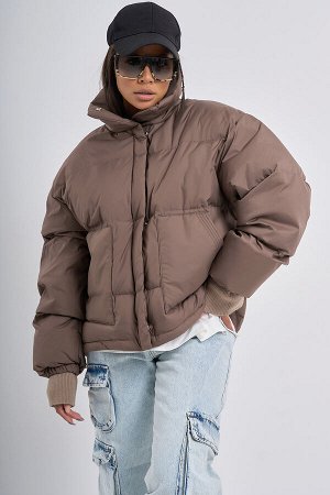 Куртка oversize пуховая коричневая