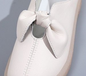 Женские закрытые туфли на плоской подошве, с бантом и функциональной пяткой, цвет белый