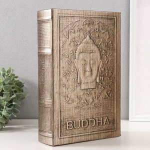 Сейф-книга дерево кожзам "Голова будды" тиснение, под металл 30х20х6,8 см