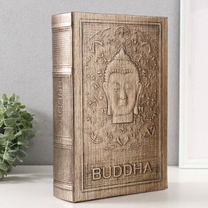 Шкатулка книга-сейф «Голова Будды», дерево, искусственная кожа, тиснение, 30x20x6.8 см