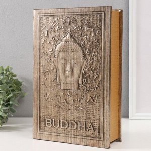 Шкатулка книга-сейф «Голова Будды», дерево, искусственная кожа, тиснение, 30x20x6.8 см