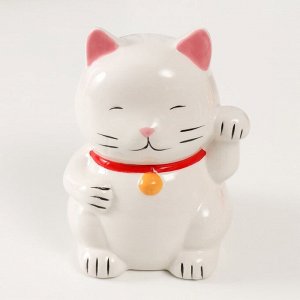 Копилка керамика "Белый кот Манэки-нэко" 10х10х14,5 см