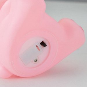 Фигурка светящаяся RISALUX «Зайчик», LED-ночник, 2 Вт, от батареек 3xLR44, розовый, 7x9x11 см