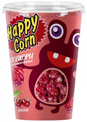 Воздушная кукуруза Happy Corn 100гр вишня (ЕвроФудс) стакан