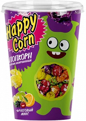 Воздушная кукуруза Happy Corn 100гр фруктовый микс (ЕвроФудс) стакан