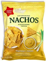 Чипсы Happy Nachos 75гр горчица с луком (ЕвроФудс)