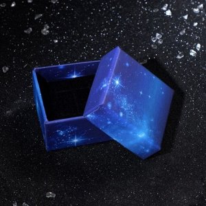 Коробочка подарочная под серьги/кольцо "Сияние ночи", 5x5 (размер полезной части 4,5х4,5см), цвет синий