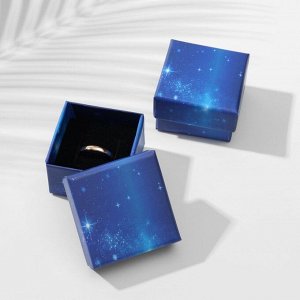 Коробочка подарочная под серьги/кольцо "Сияние ночи", 5x5 (размер полезной части 4,5х4,5см), цвет синий