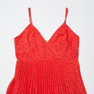 UNIQLO - плиссированное платье на бретельках в горошек - 15 RED