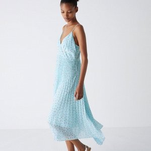 UNIQLO - плиссированное платье на бретельках в горошек - 61 BLUE