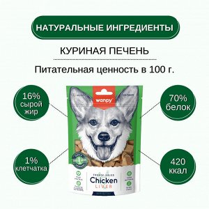 Wanpy Dog Сублимированное лакомство для собак "Куриная печень" 40 г