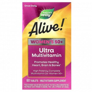 Nature's Way, Alive! комплекс высокоэффективных мультивитаминов для женщин 50 лет и старше, один раз в день, 60 таблеток