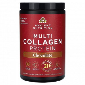 Ancient Nutrition, мультиколлагеновый комплекс с протеином, шоколад, 472 г (1,04 фунта)