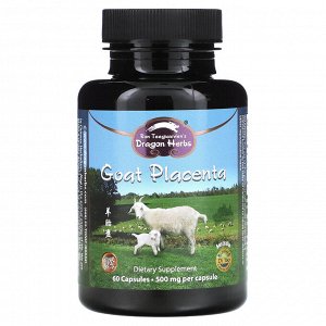 Dragon Herbs, козья плацента, 500 мг, 60 капсул (250 мг в 1 капсуле)