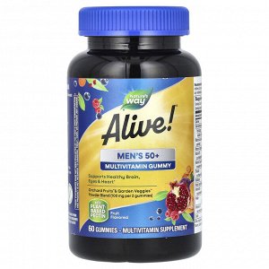 Nature's Way, Alive! жевательные мультивитамины для мужчин старше 50 лет, фруктовый вкус, 60 жевательных таблеток