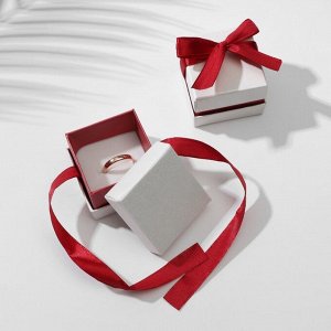 Коробочка подарочная под серьги/кольцо "Лента", 5х5, цвет бело-бордовый