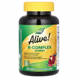 Nature's Way, Alive!, комплекс витаминов группы B, со вкусом манго, 60 жевательных таблеток