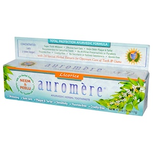 Auromere, Аюрведическая травяная зубная паста, солодка, 4.16 унций (75 мл/117 г)