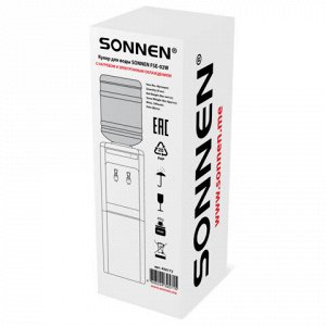 Кулер для воды SONNEN FSE-02W, напольный, НАГРЕВ/ОХЛАЖДЕНИЕ ЭЛЕКТРОННОЕ, 2 крана, белый, 456172