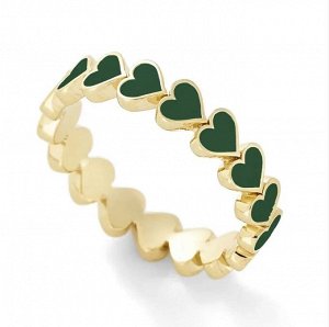 Кольцо "Сердца", зеленое