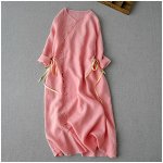 Платье розовое в китайском стиле