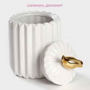 Банка для сыпучих продуктов Доляна «Золотое крыло», 1.2 л, 12*19.5 см, керамика, белая