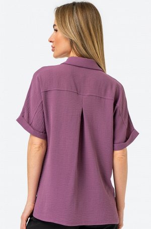 Женская рубашка с коротким рукавом из ткани-жатка