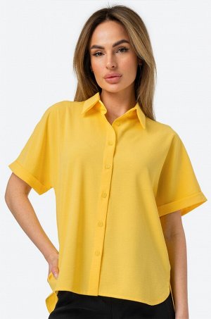 Happy Fox Женская рубашка с коротким рукавом из ткани-жатка