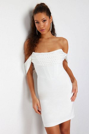 Белое облегающее плетеное платье с блестящими камнями для свадьбы/свадьбы, шикарное вечернее платье