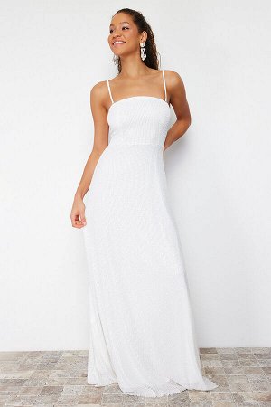 Белое вечернее платье с блестками для свадьбы/свадьбы, длинное вечернее платье