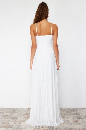 Белое вечернее платье с блестками для свадьбы/свадьбы, длинное вечернее платье
