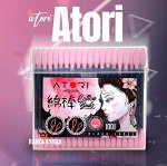 Атори Ватные палочки розовые на черном стержне 100 шт, Atori