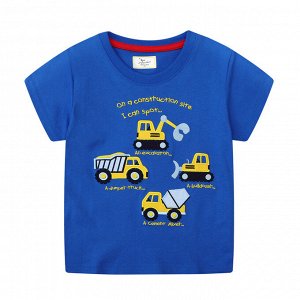 Детская синяя футболка с принтом Техника